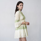 Lustre Green Leaf Short Dress