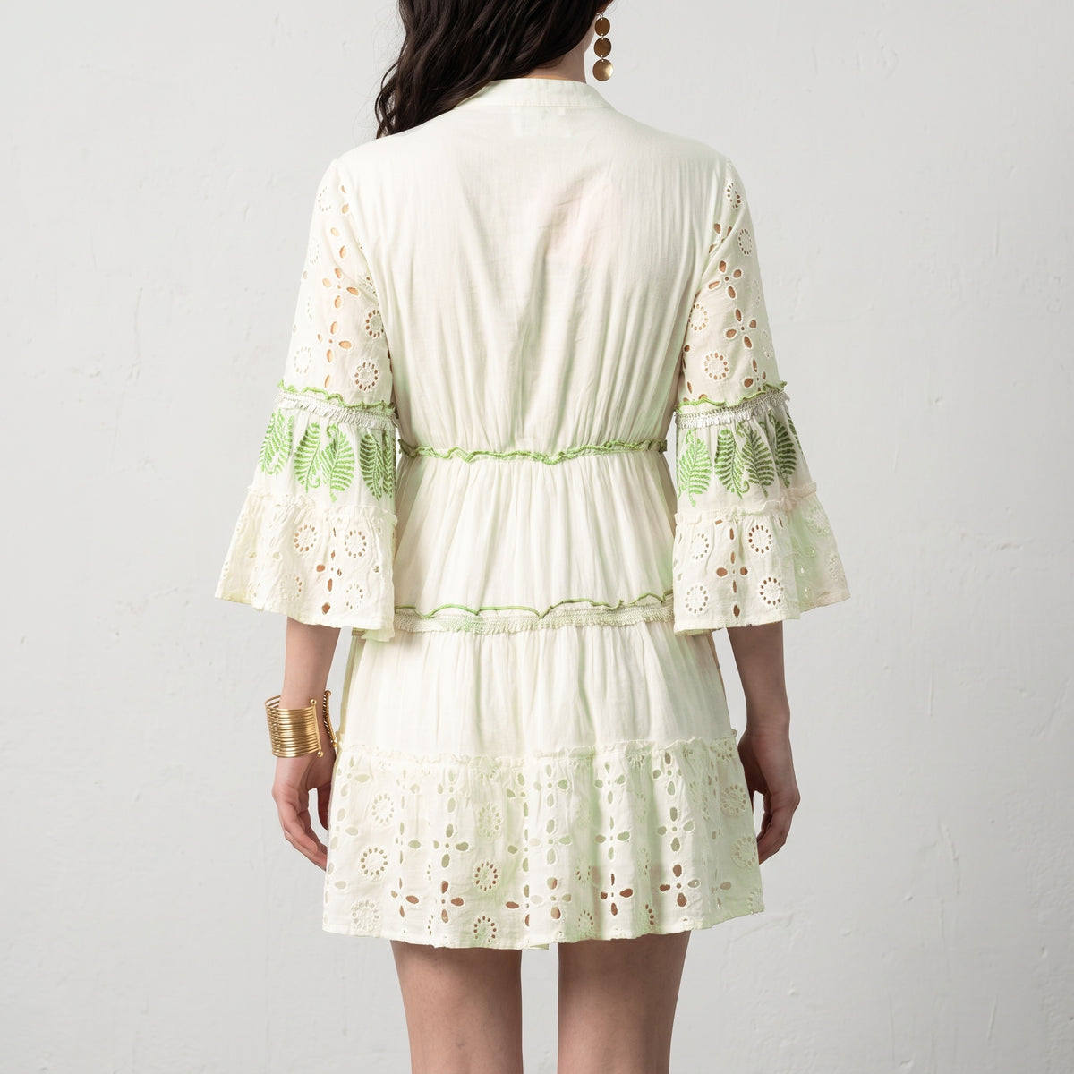 Lustre Green Leaf Short Dress