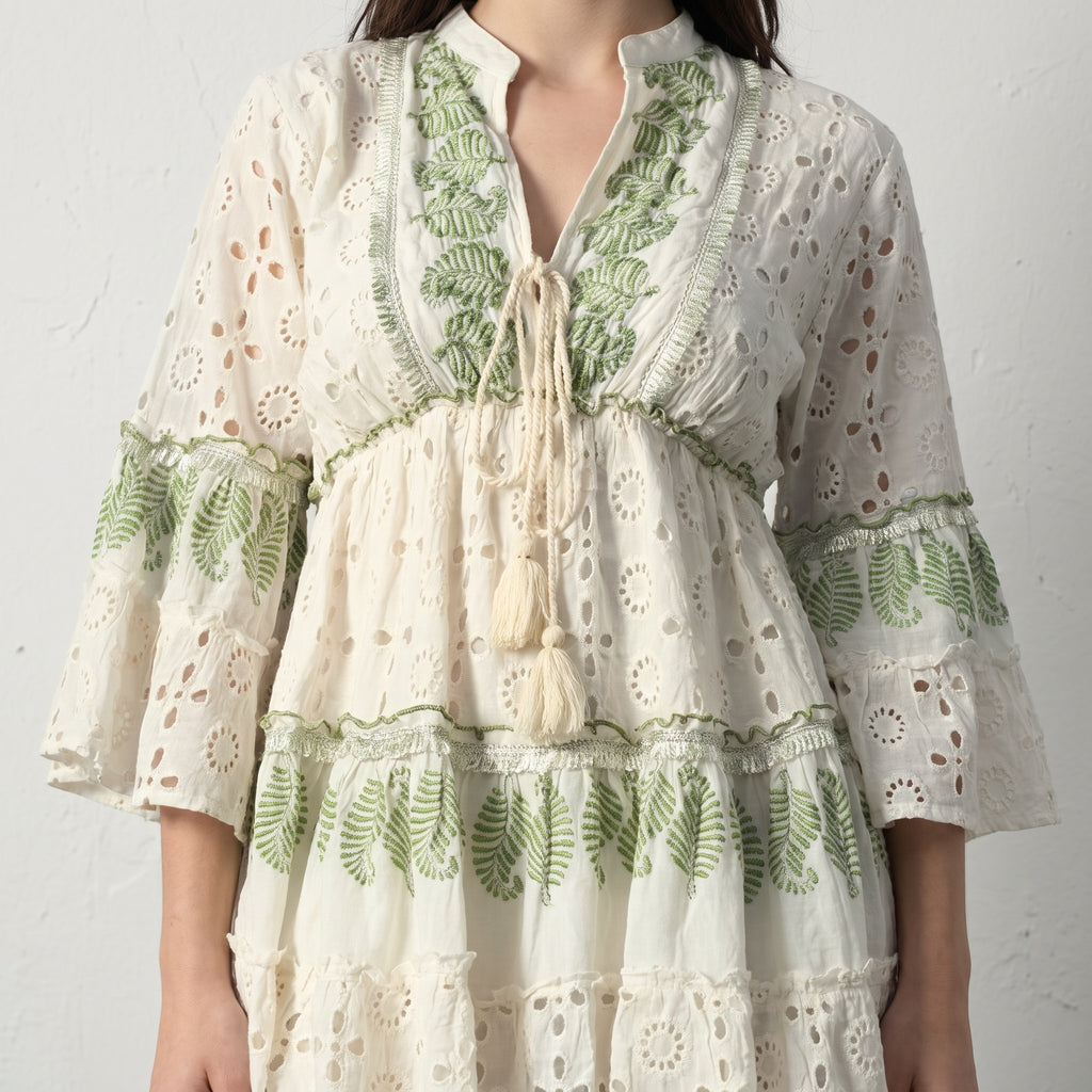 Lustre Green Leaf Short Dress