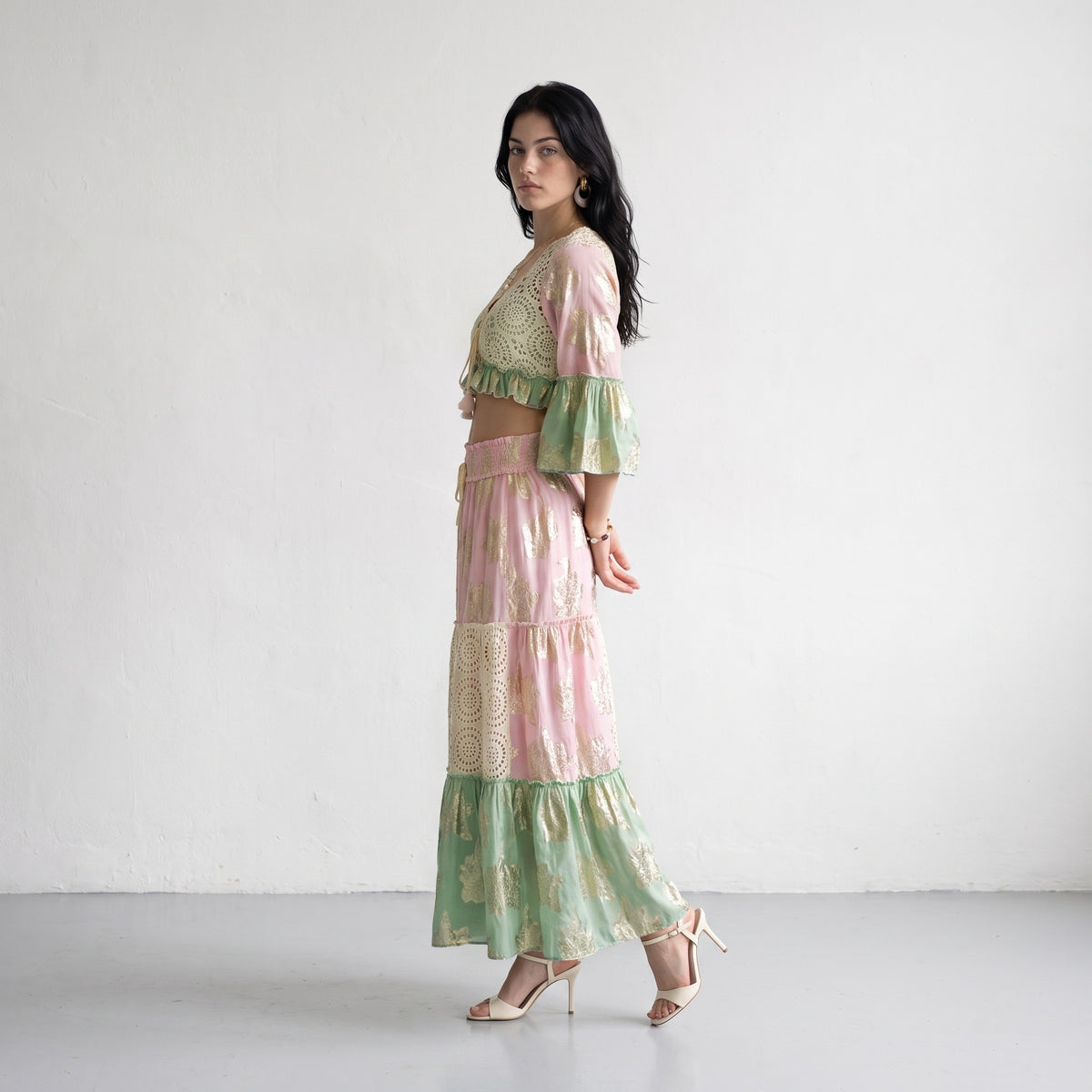 Tassel Glow Pink Schiffli Co-ord Set