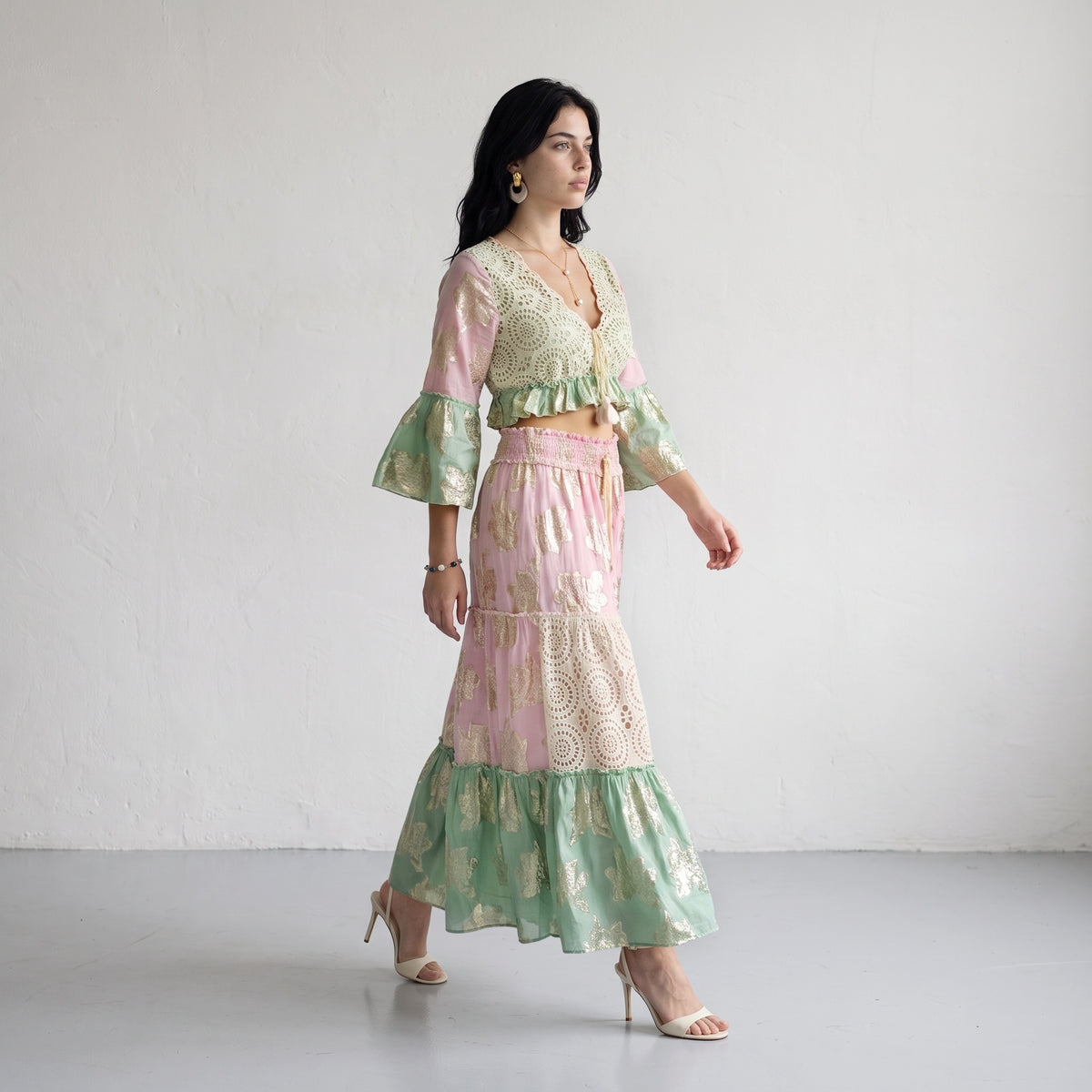 Tassel Glow Pink Schiffli Co-ord Set