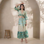 Tassel Glow Blue Schiffli Co-ord Set