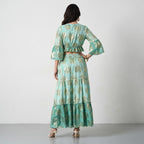Tassel Glow Blue Schiffli Co-ord Set