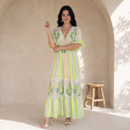 Neon Blue  Bloom Maxi Dress