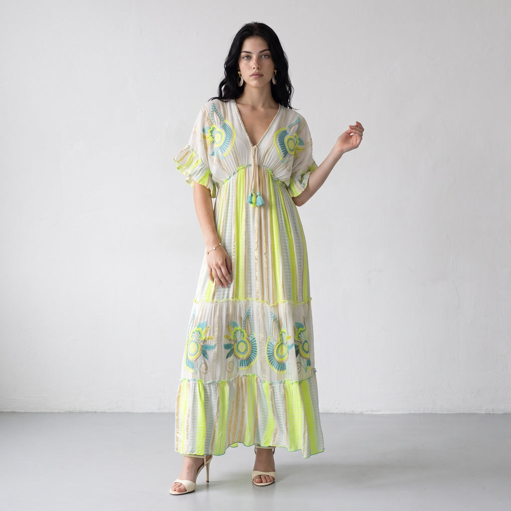 Neon Blue  Bloom Maxi Dress