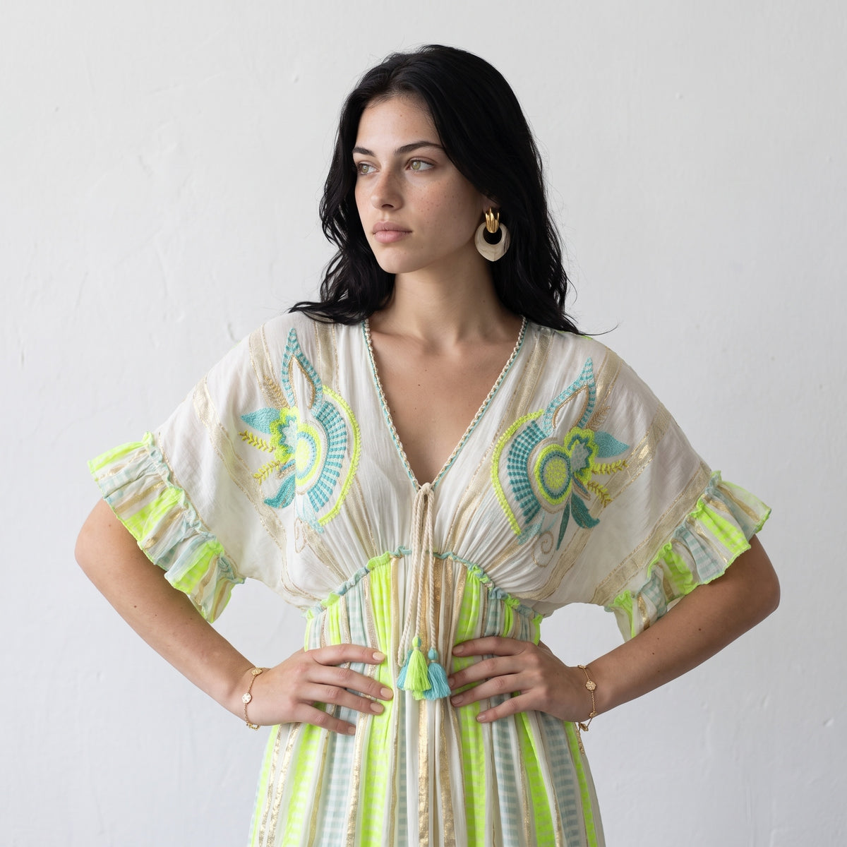 Neon Blue  Bloom Maxi Dress