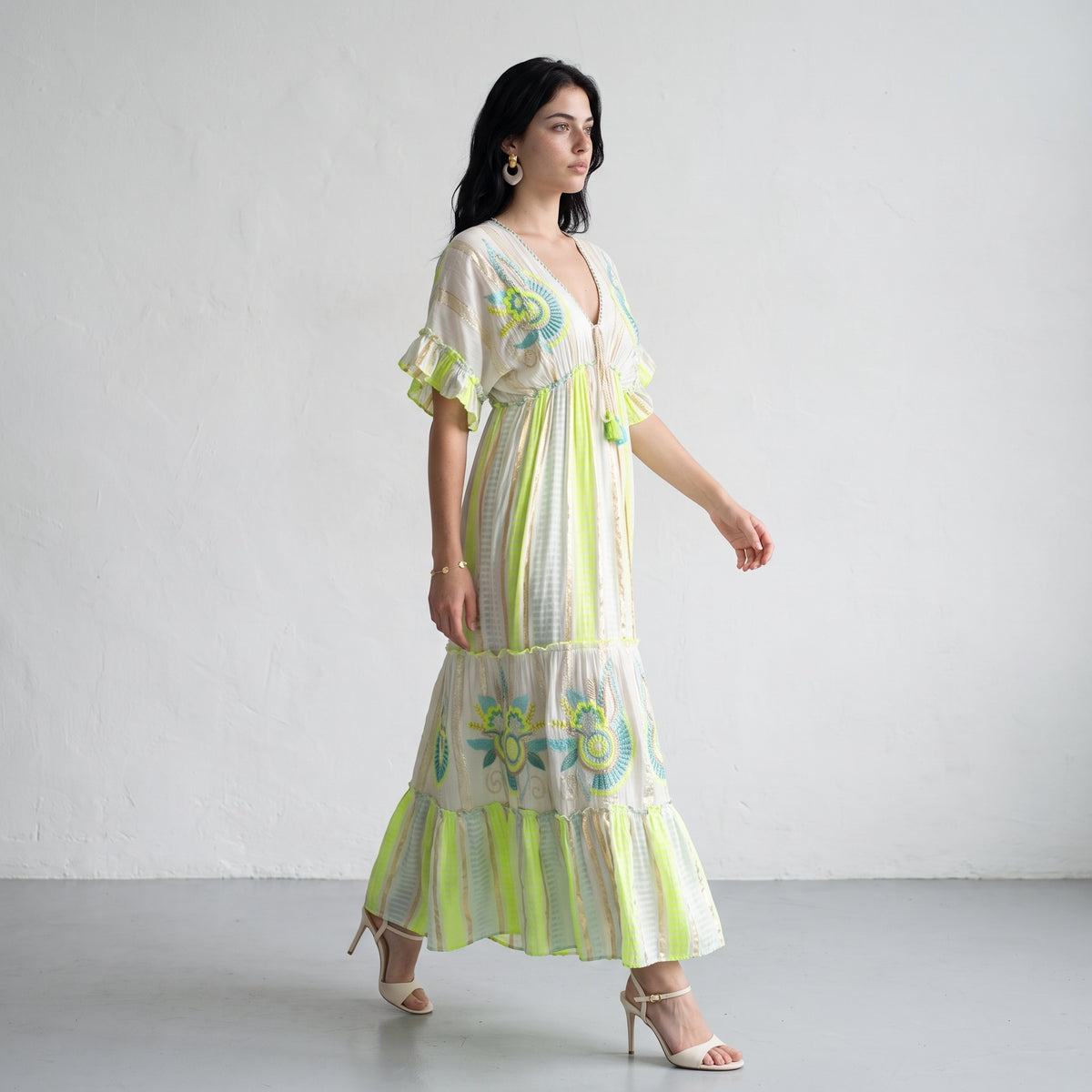 Neon Blue  Bloom Maxi Dress