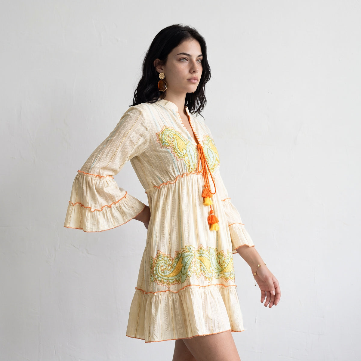 Orange Paisley Charm Short Dress
