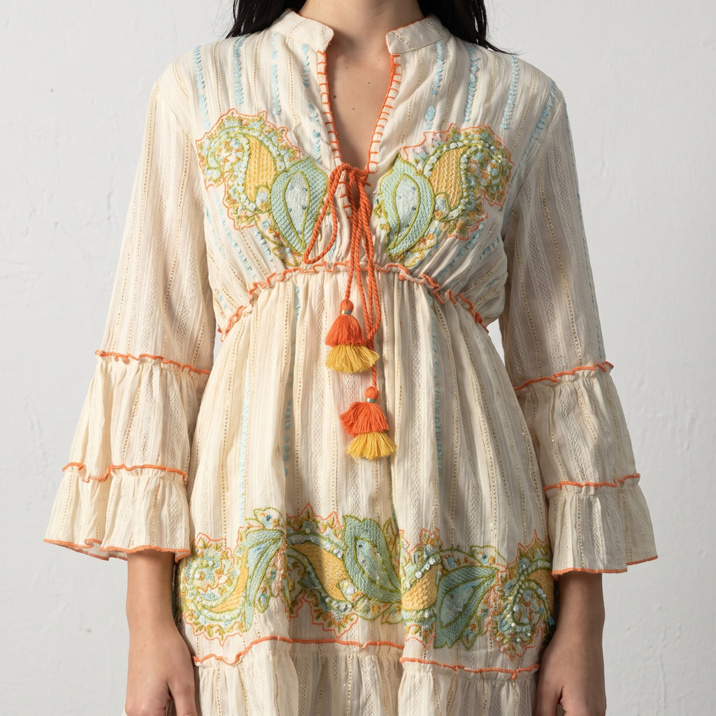 Orange Paisley Charm Short Dress