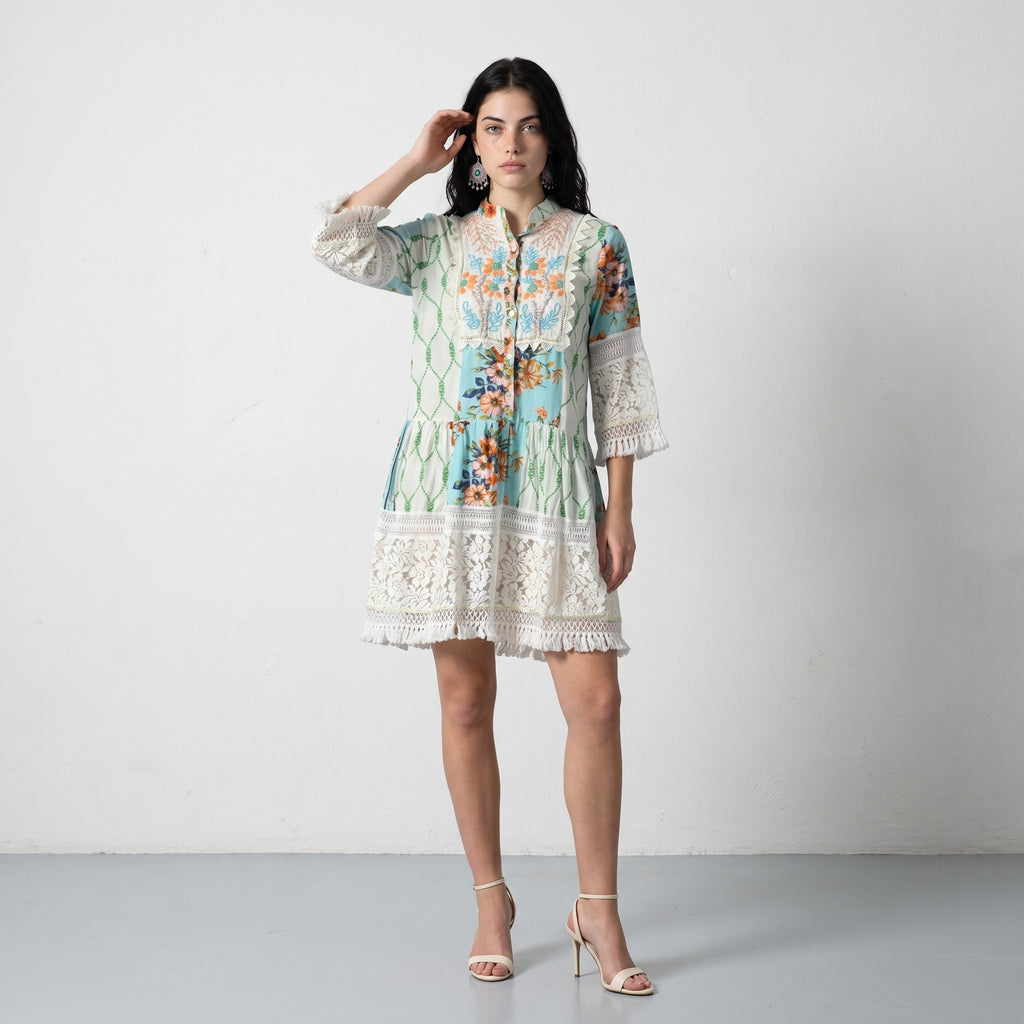Blue Lace Whispers Short Dress