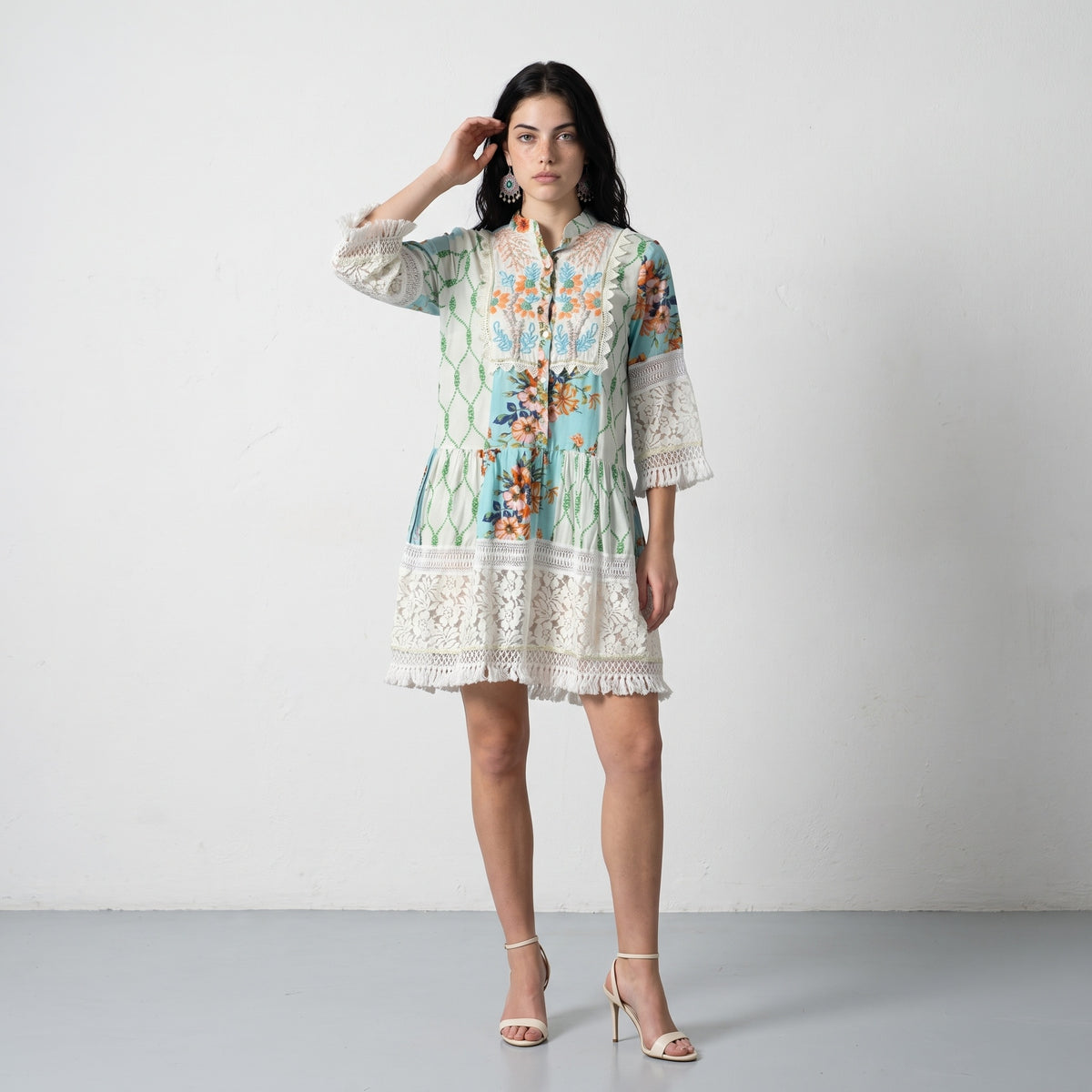 Blue Lace Whispers Short Dress