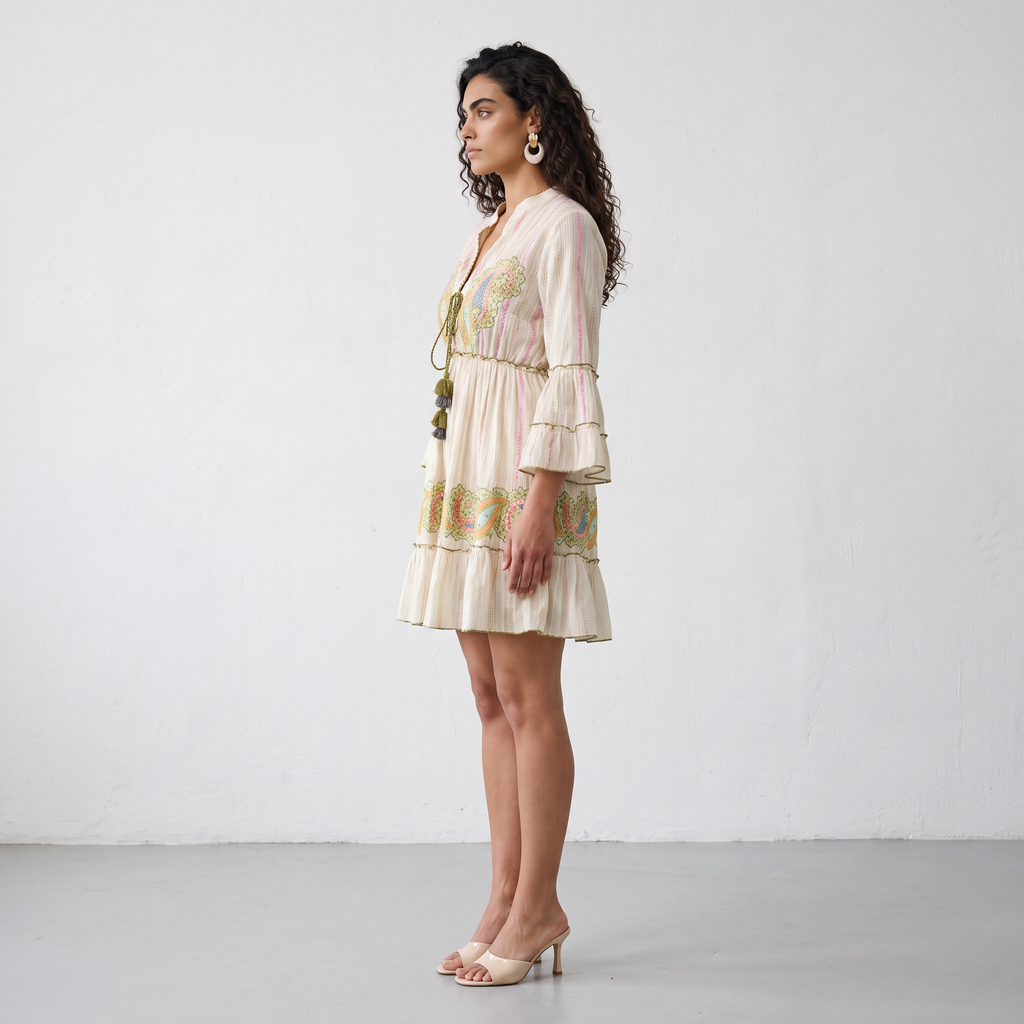 Olive Paisley Charm Short Dress