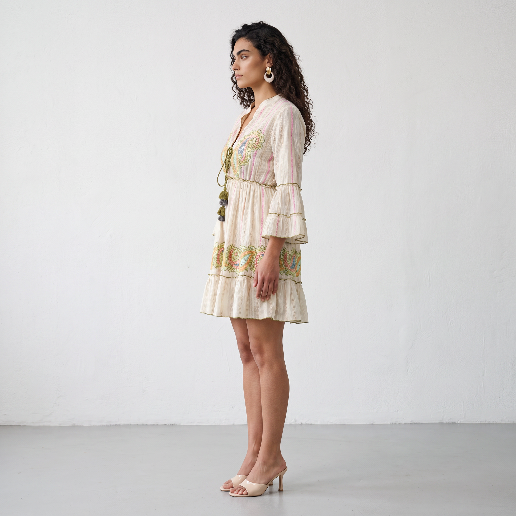 Olive Paisley Charm Short Dress