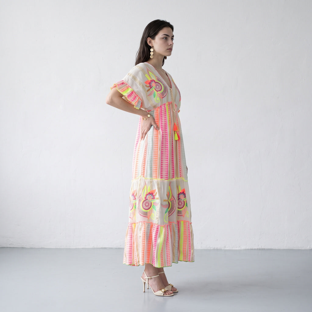 Neon Pink Bloom Maxi Dress