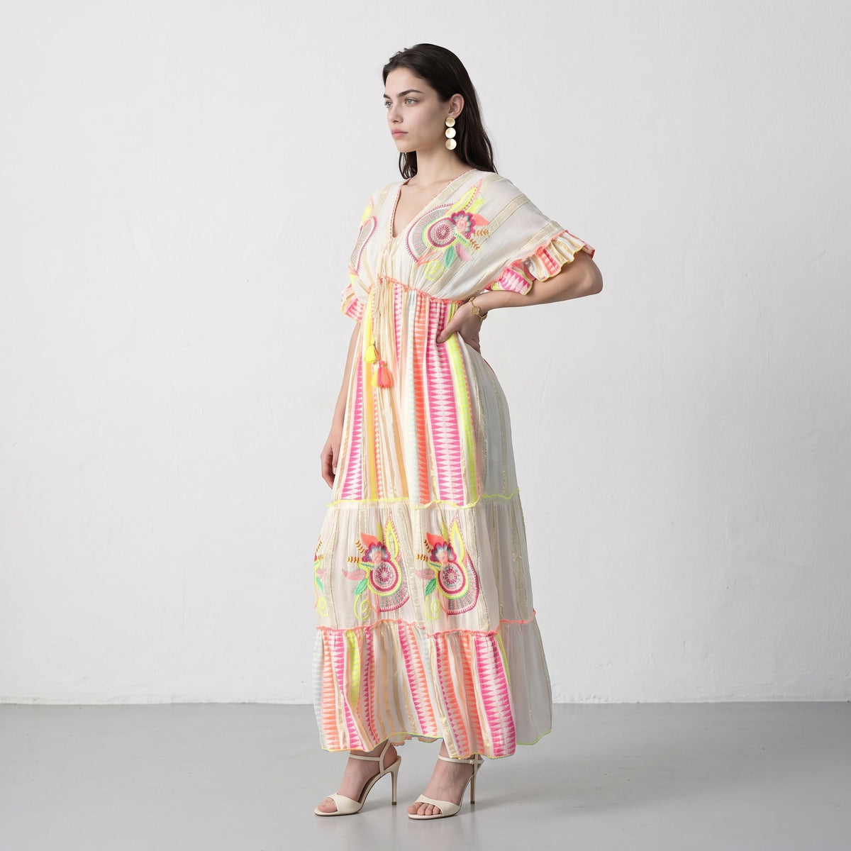 Neon Pink Bloom Maxi Dress