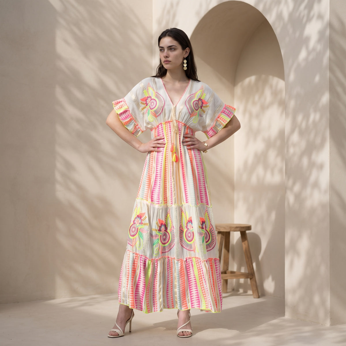 Neon Pink Bloom Maxi Dress