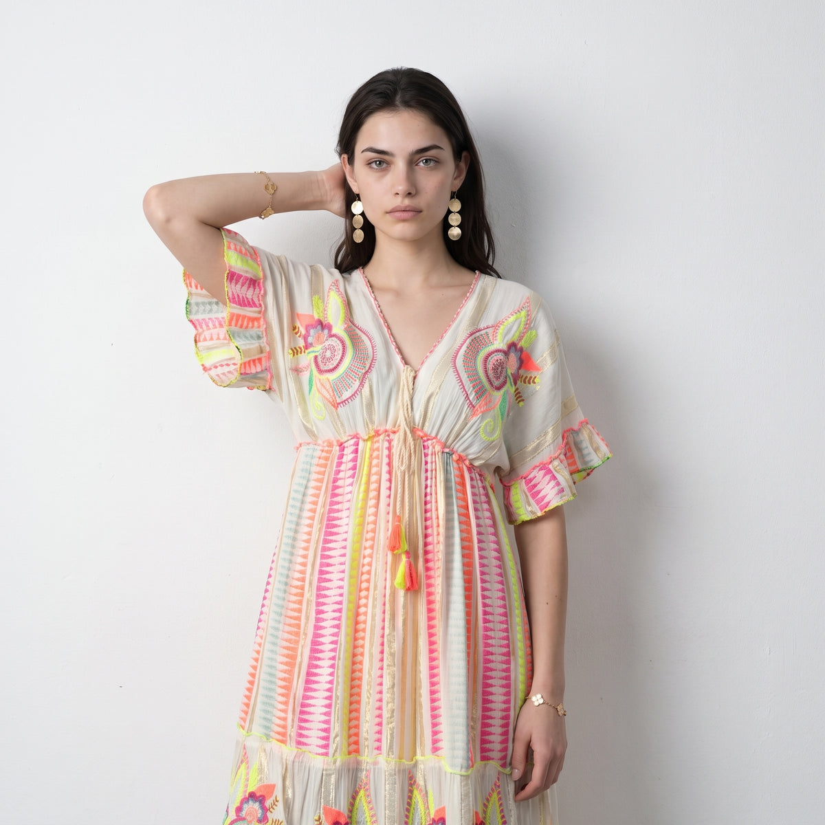 Neon Pink Bloom Maxi Dress