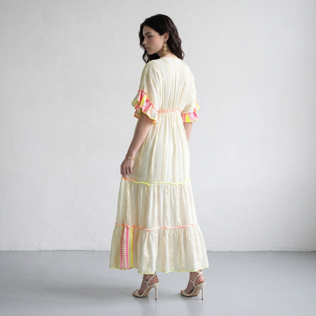 Neon Pink Bloom Maxi Dress