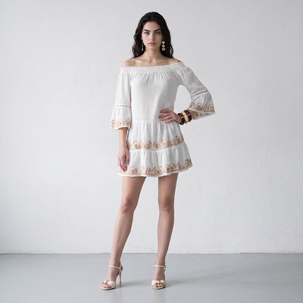 Gleam & Grace Embroidered Short Dress