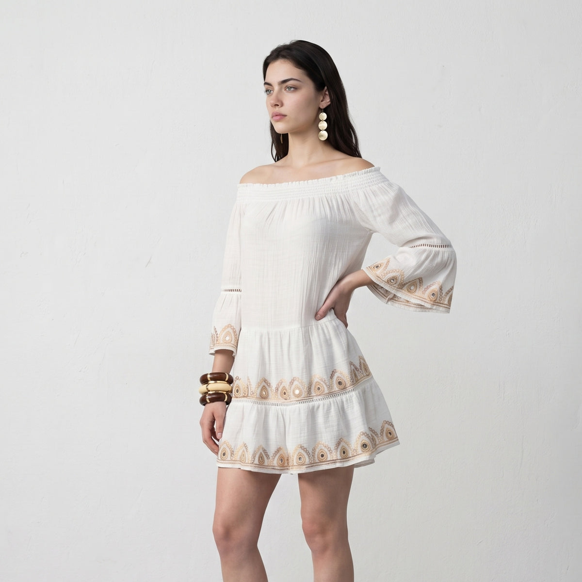 Gleam & Grace Embroidered Short Dress