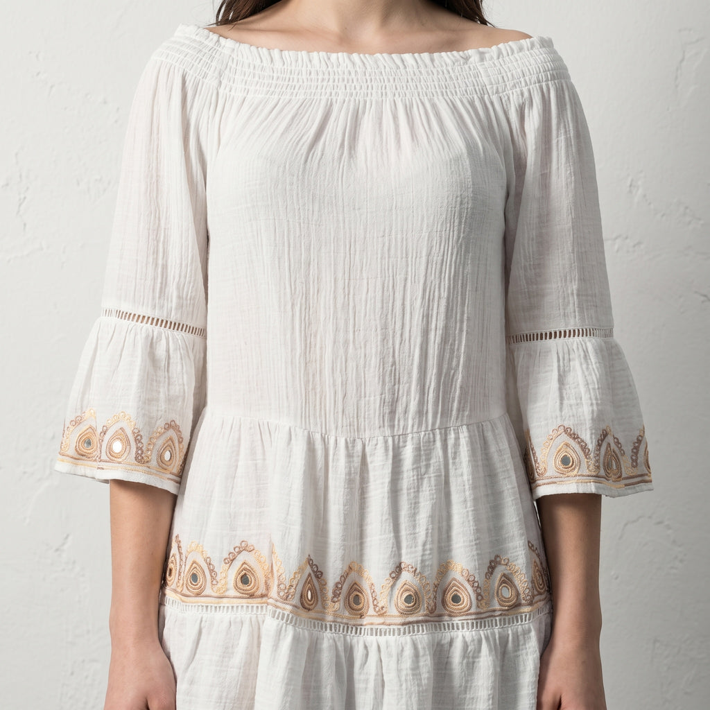 Gleam & Grace Embroidered Short Dress