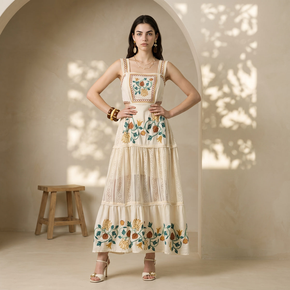 Lace Mirage Embroidered Maxi Dress