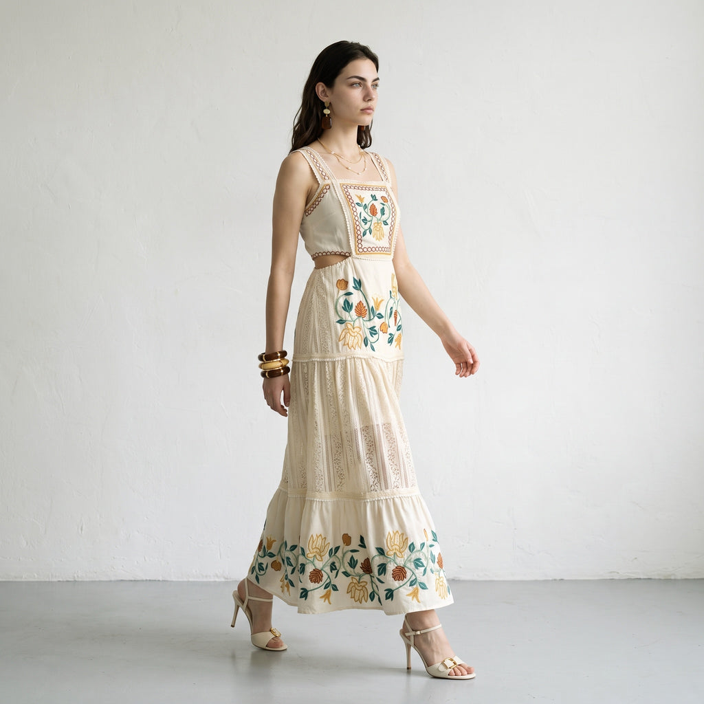 Lace Mirage Embroidered Maxi Dress