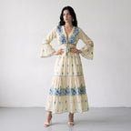 Aurora Jacquard Blue Maxi Dress