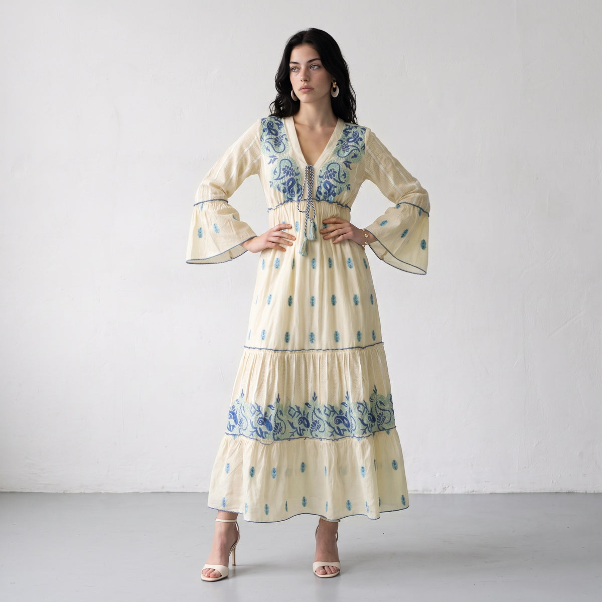Aurora Jacquard Blue Maxi Dress