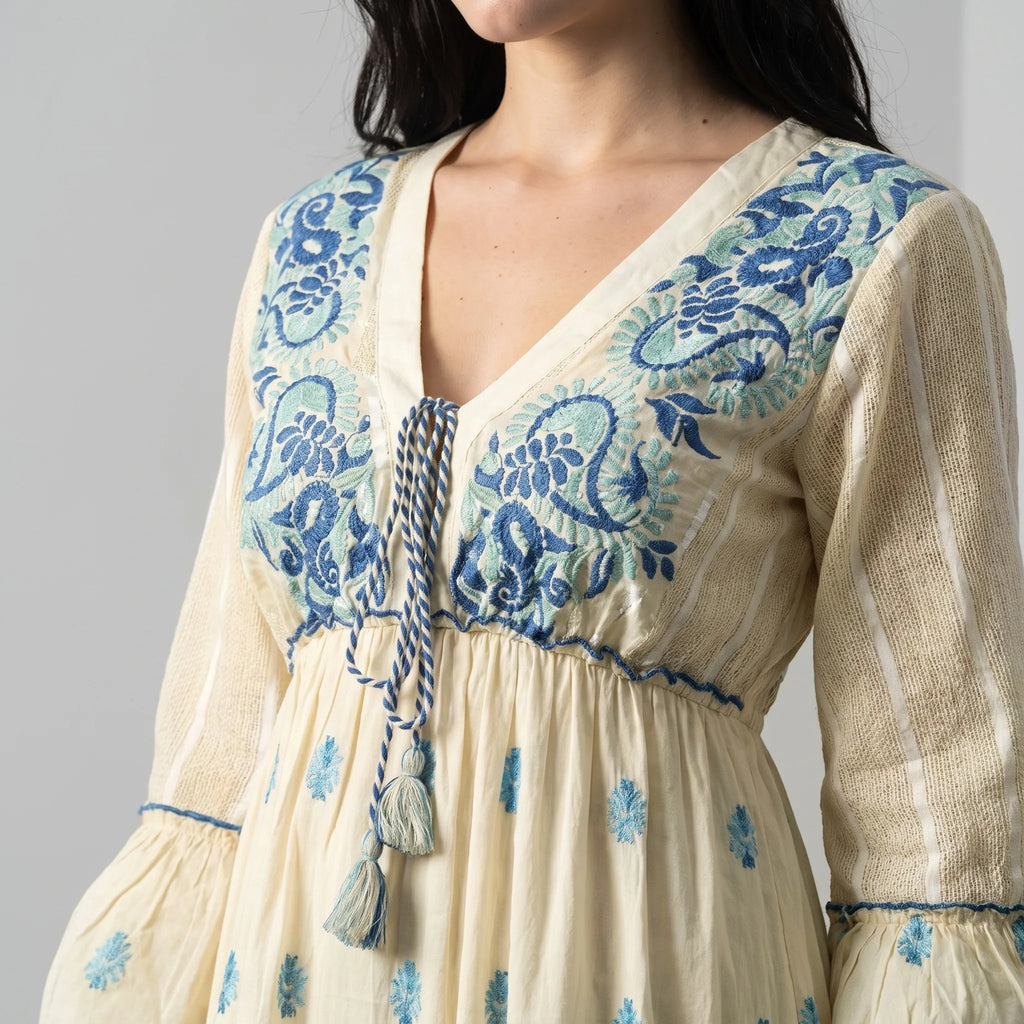 Aurora Jacquard Blue Maxi Dress