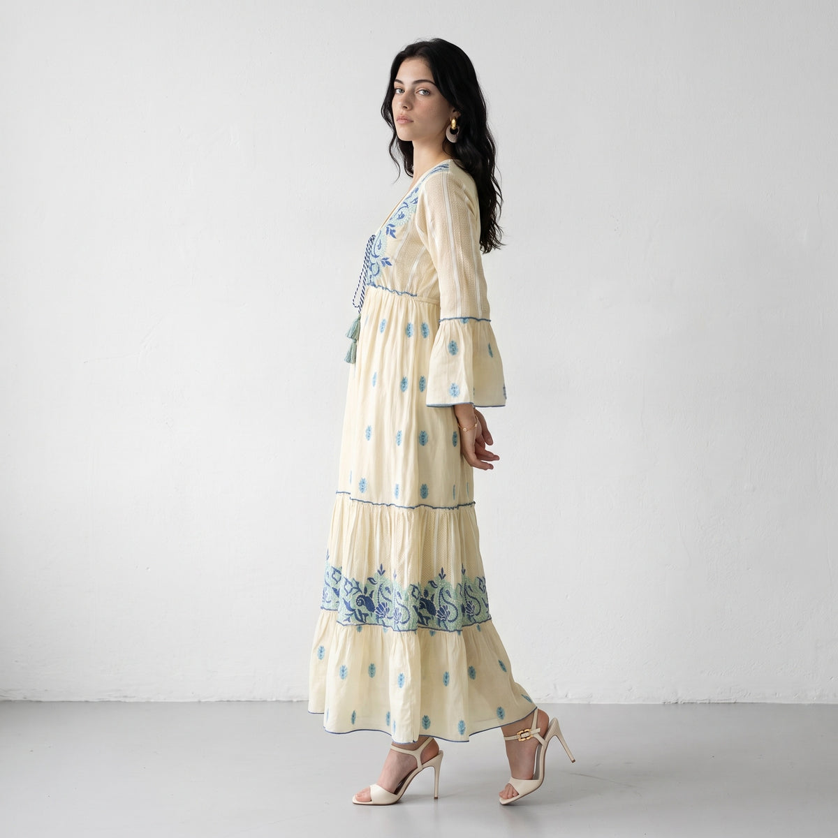 Aurora Jacquard Blue Maxi Dress