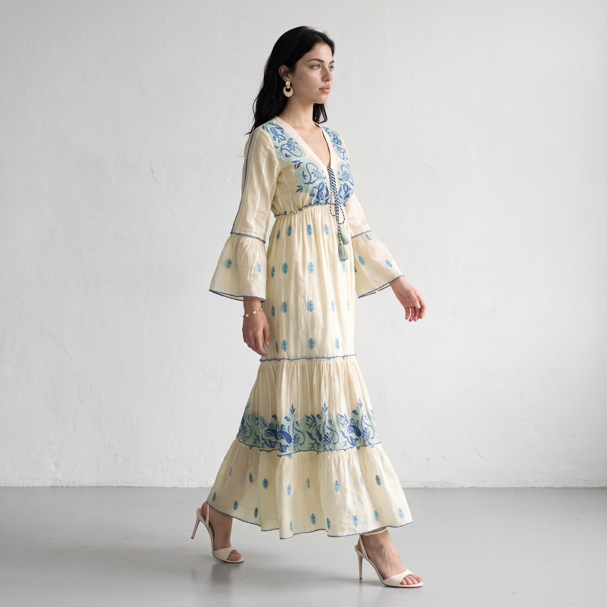 Aurora Jacquard Blue Maxi Dress