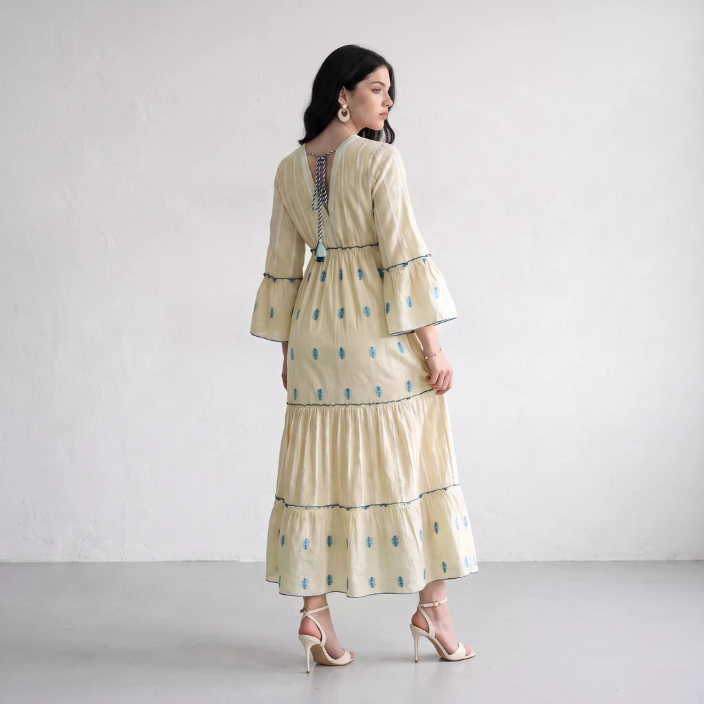 Aurora Jacquard Blue Maxi Dress
