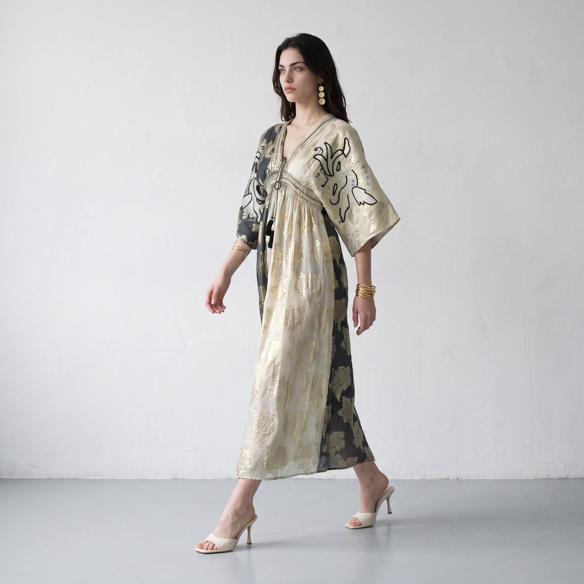 Dual tone Jacquard Maxi  Dress