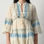Lustre Blue Leaf Short Dress