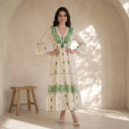 Aurora Jacquard Green Maxi Dress