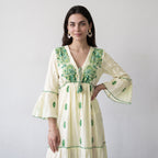 Aurora Jacquard Green Maxi Dress