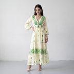 Aurora Jacquard Green Maxi Dress