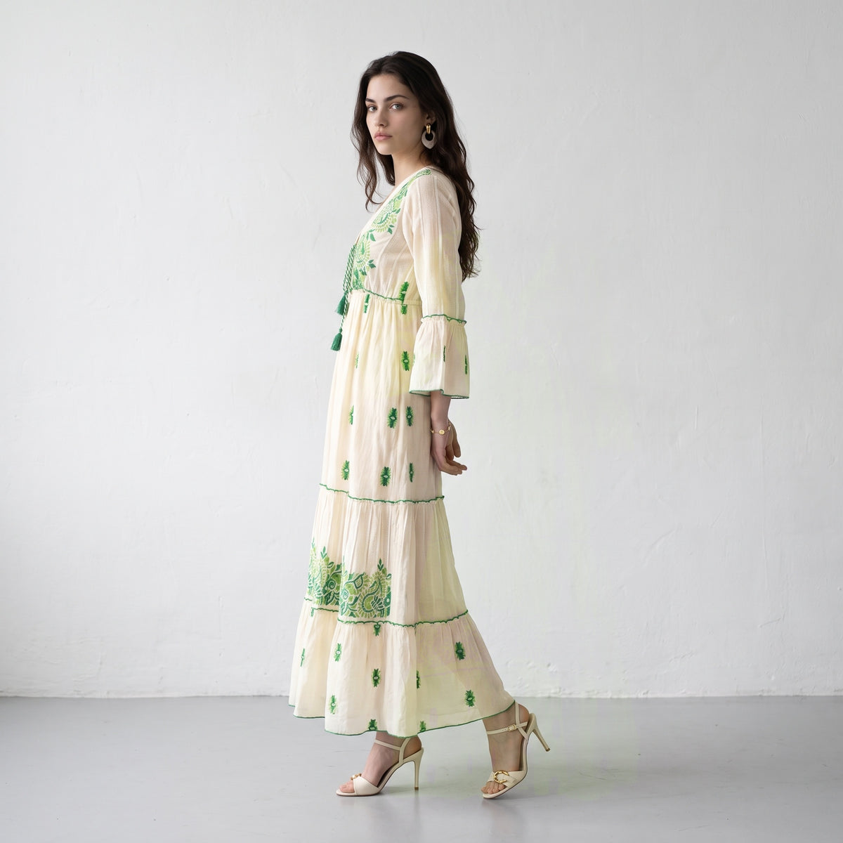 Aurora Jacquard Green Maxi Dress