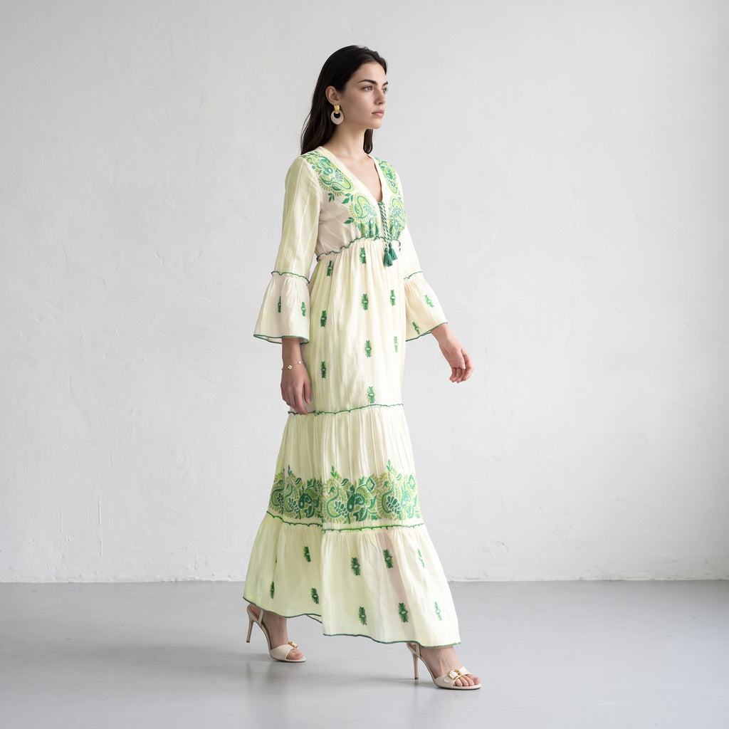 Aurora Jacquard Green Maxi Dress
