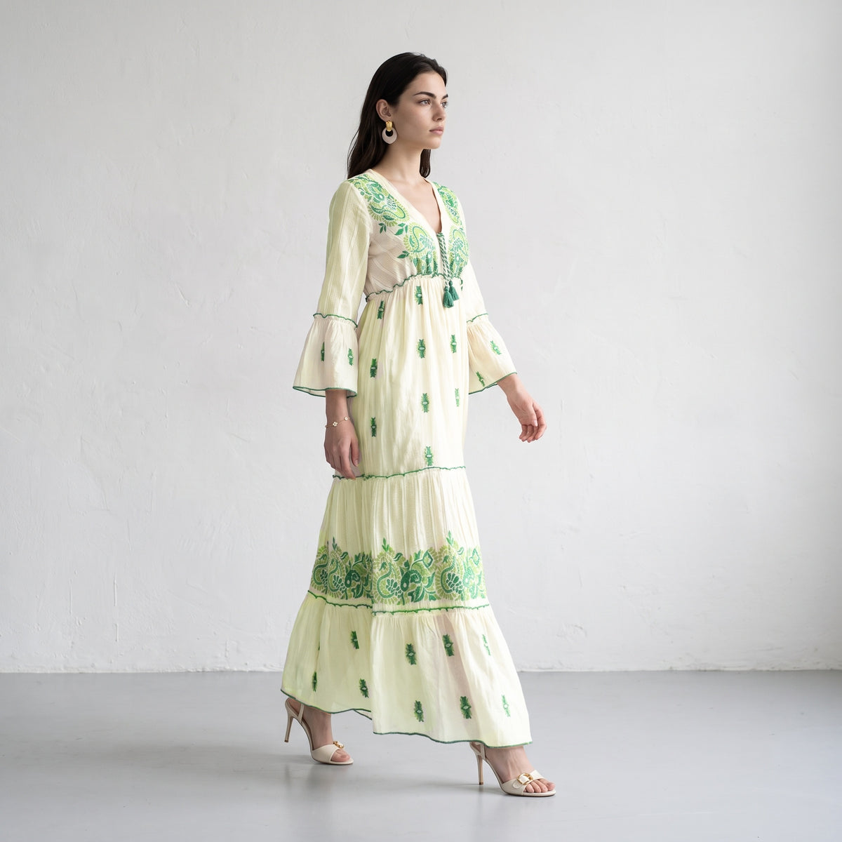 Aurora Jacquard Green Maxi Dress