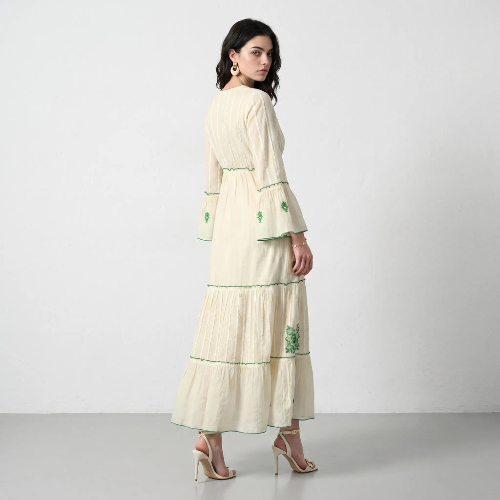 Aurora Jacquard Green Maxi Dress