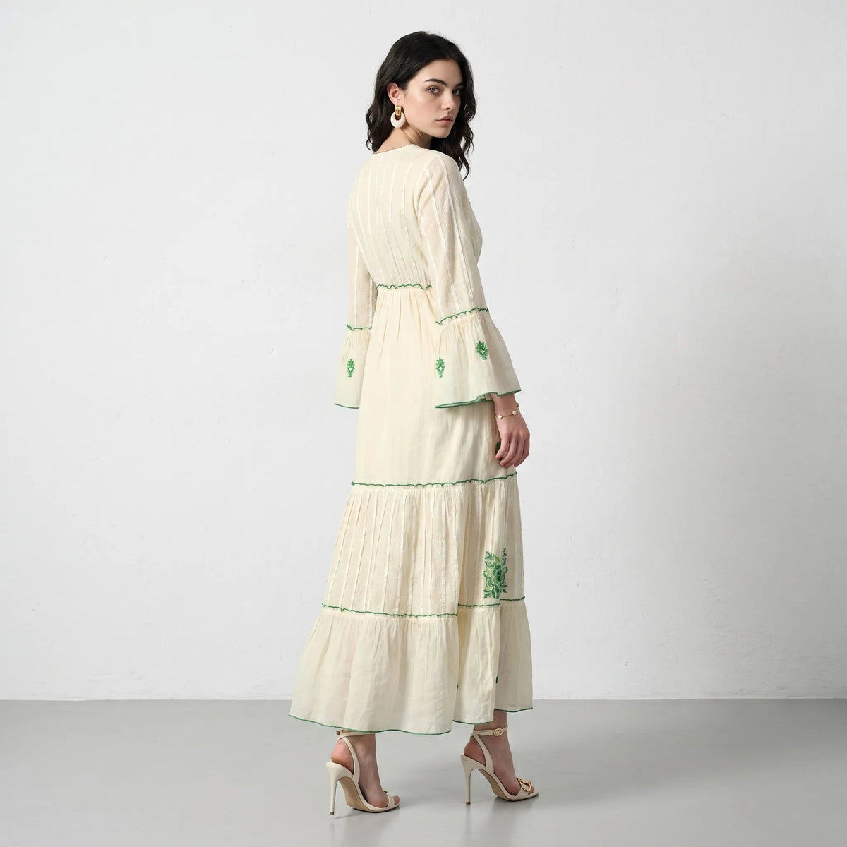 Aurora Jacquard Green Maxi Dress
