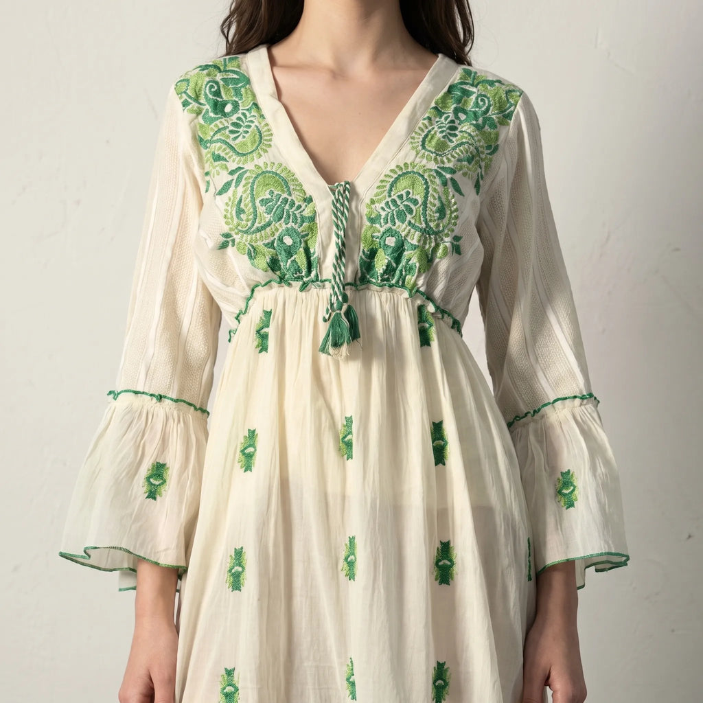 Aurora Jacquard Green Maxi Dress