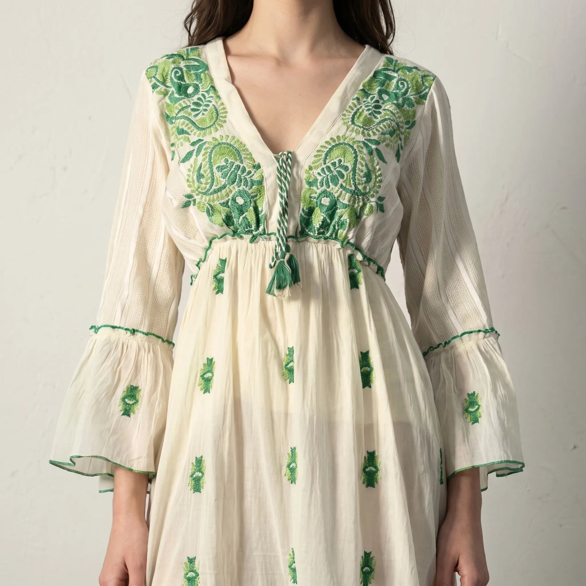 Aurora Jacquard Green Maxi Dress