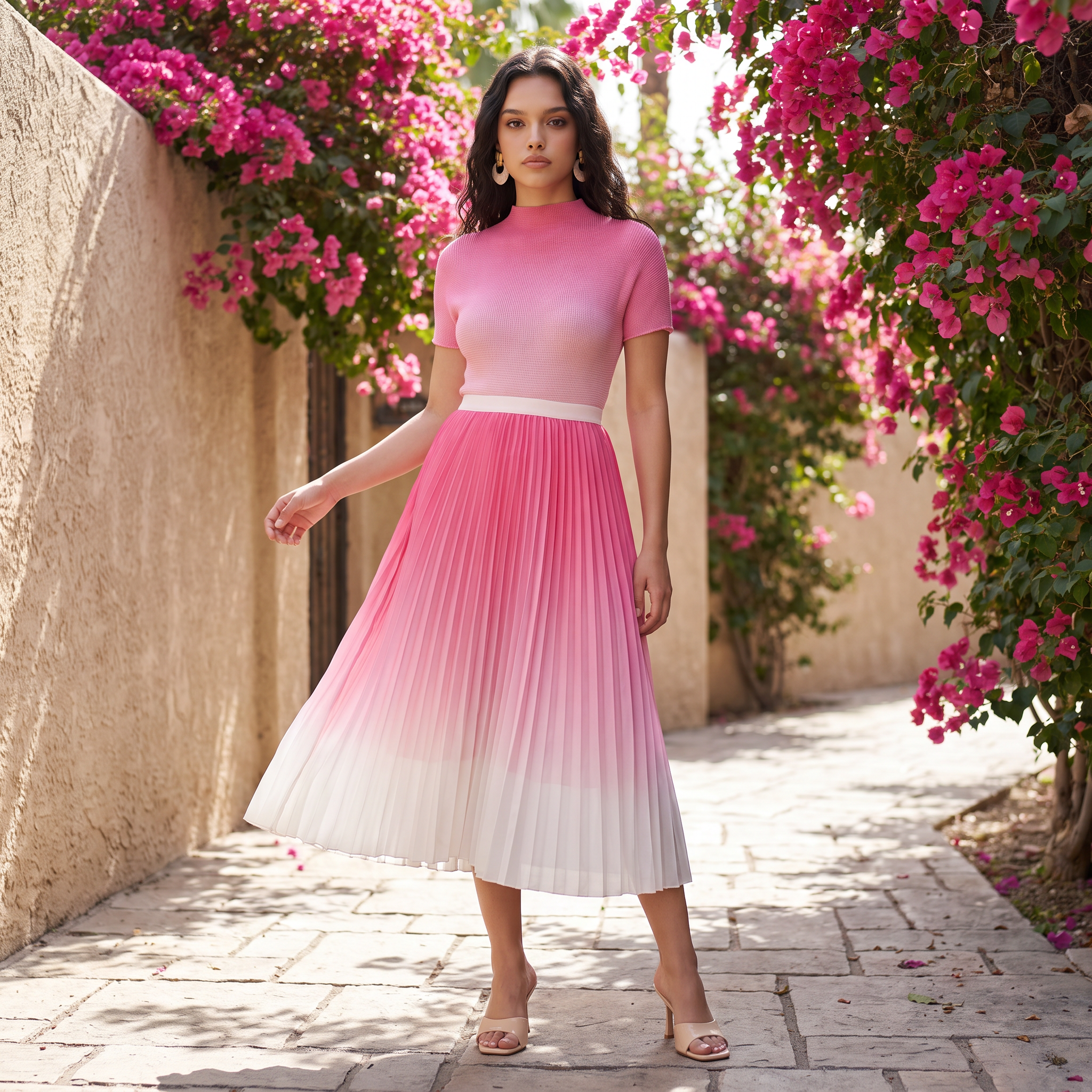 Ombre Pleated Two-Piece Set