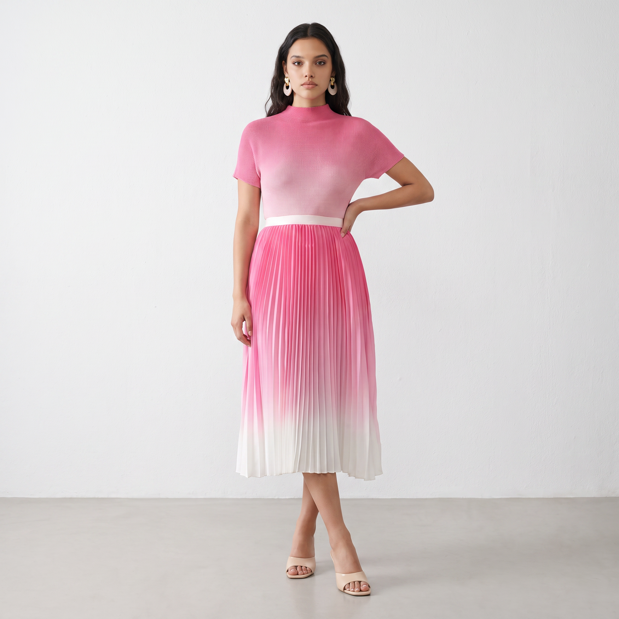 Ombre Pleated Two-Piece Set