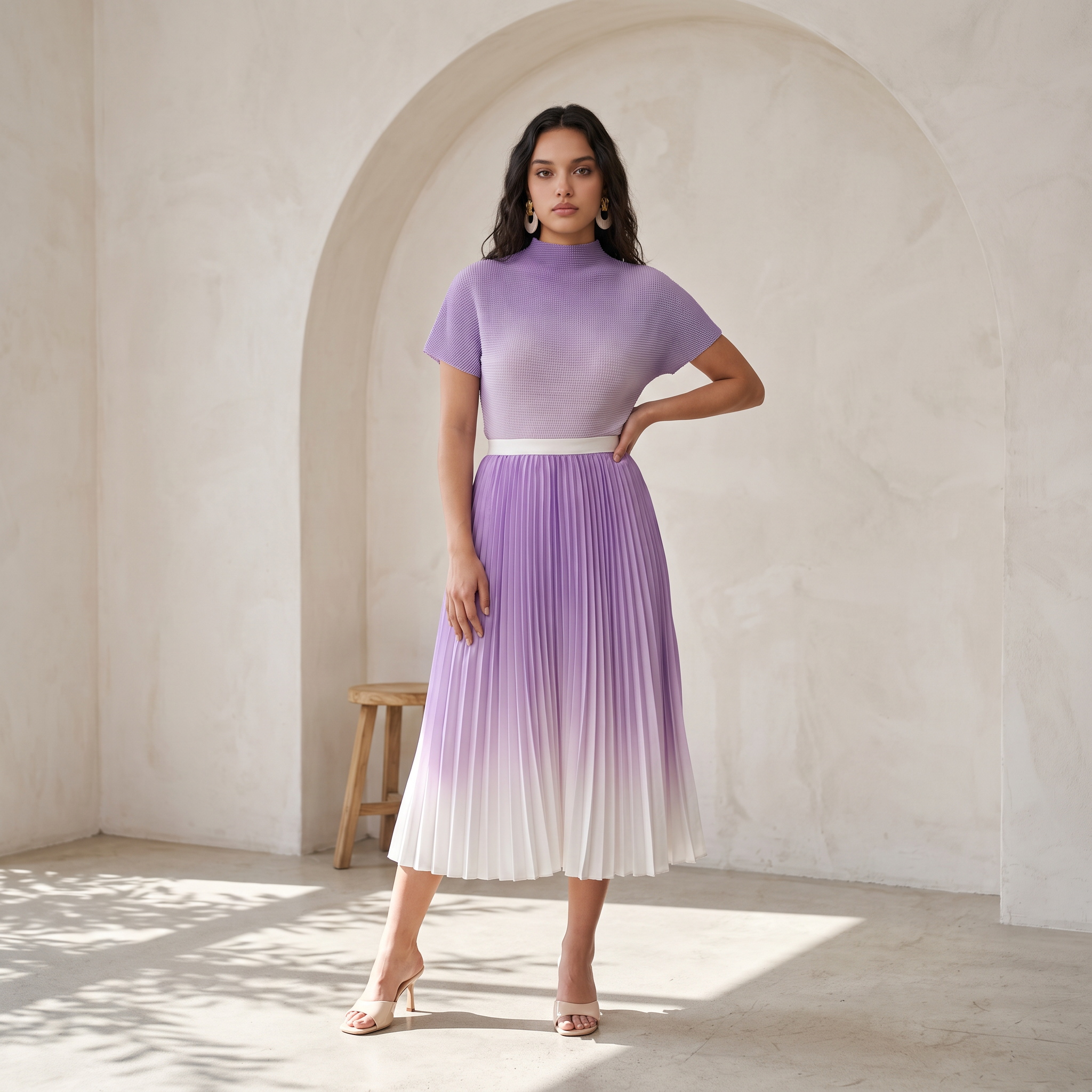 Ombre Pleated Two-Piece Set