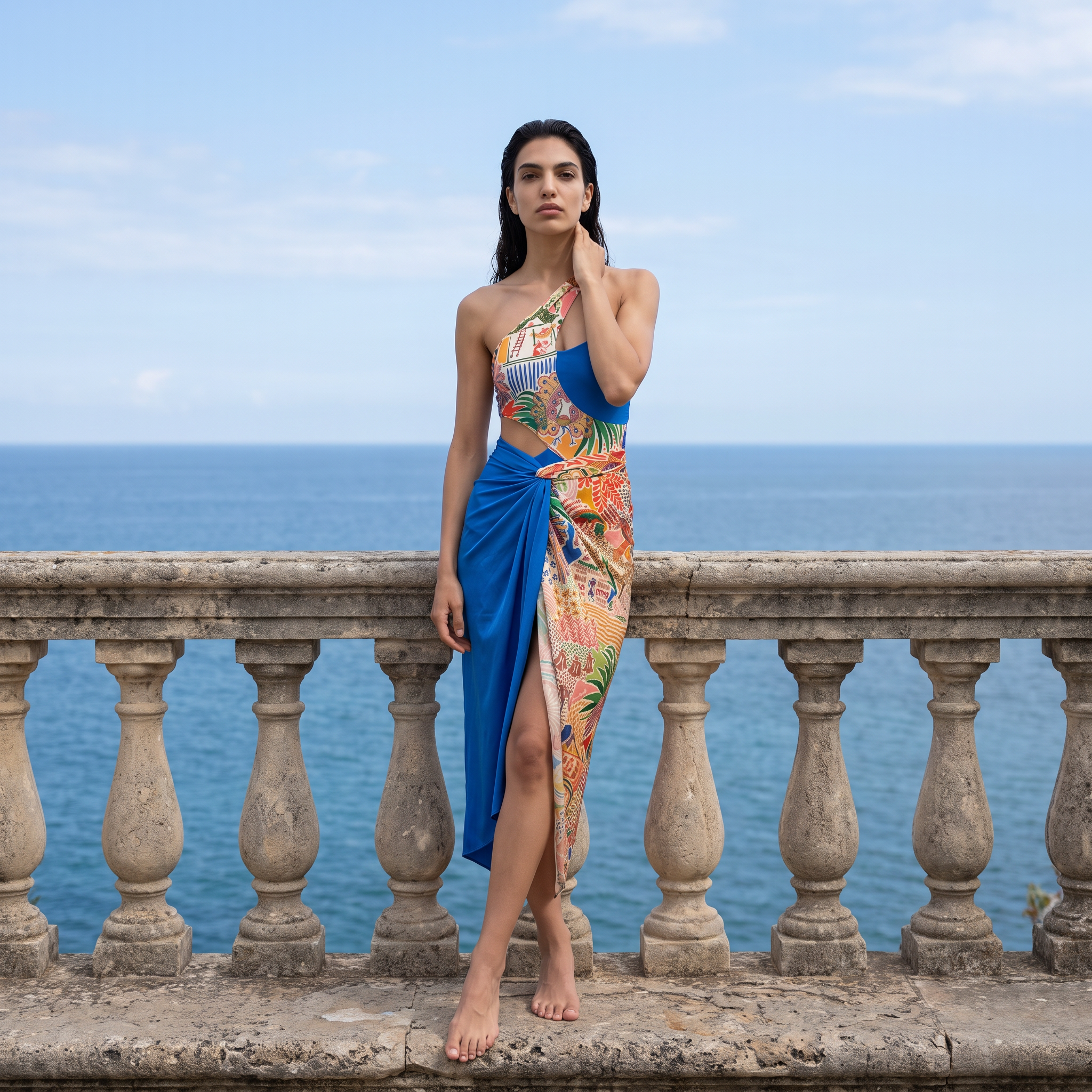 One-Shoulder Monokini with Cover Up