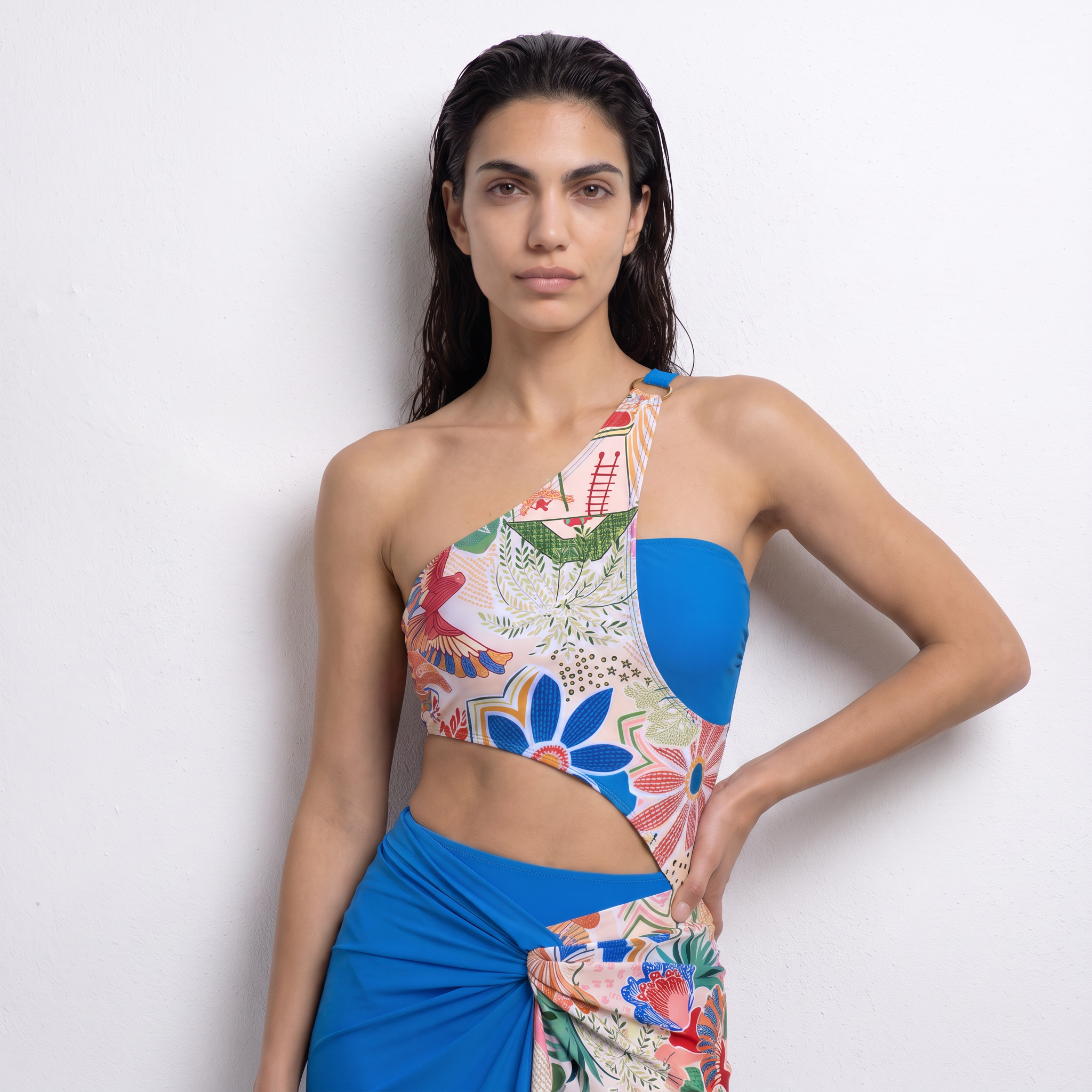 One-Shoulder Monokini with Cover Up